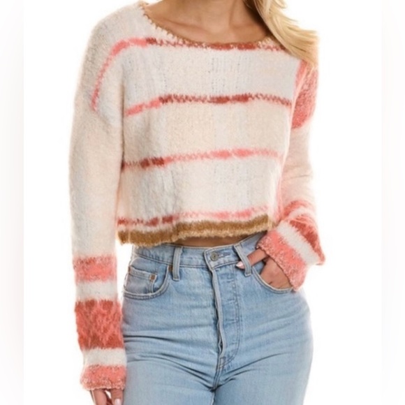SOLD: NWT Free People Emerson Cropped Pullover knit Sweater in Champagne Dream - Picture 3 of 10